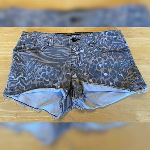 Guess Animal Print Denim Shorts